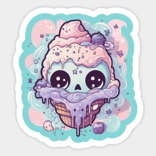 Kawaii Ice Cream Zombie Food Monsters: When the Cuties Bite Back - A Playful and Spooky Culinary Adventure! Sticker